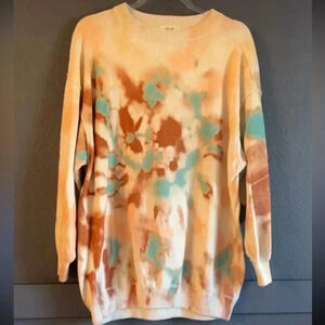 We The Free Tie-Dye Crew Neck Sweater - Cream, Brown, Blue